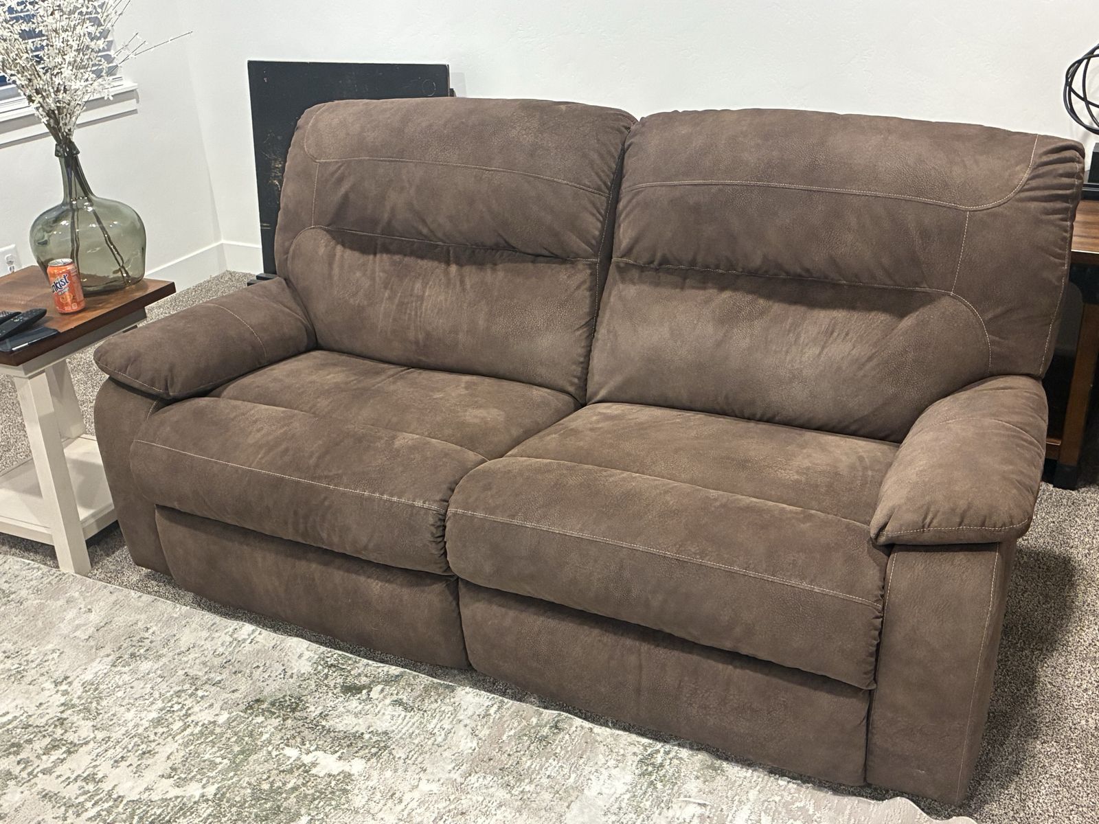 Comfortable Brown Reclining Loveseat and Sofa