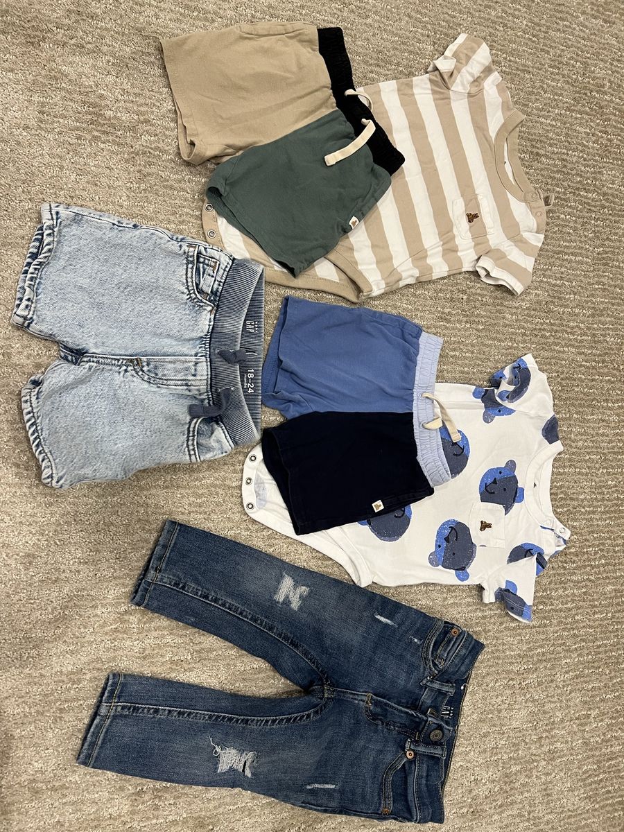 Baby Gap 18-24 Month Baby Boy Clothes Bundle - Jeans, Denim Shorts, Knit Shorts, Bodysuits