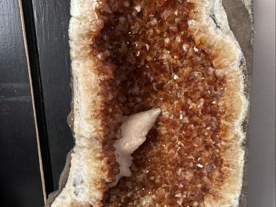 18.5" Citrine Geode Cathedral with Rare Calcite Inclusion — Premium Display Piece