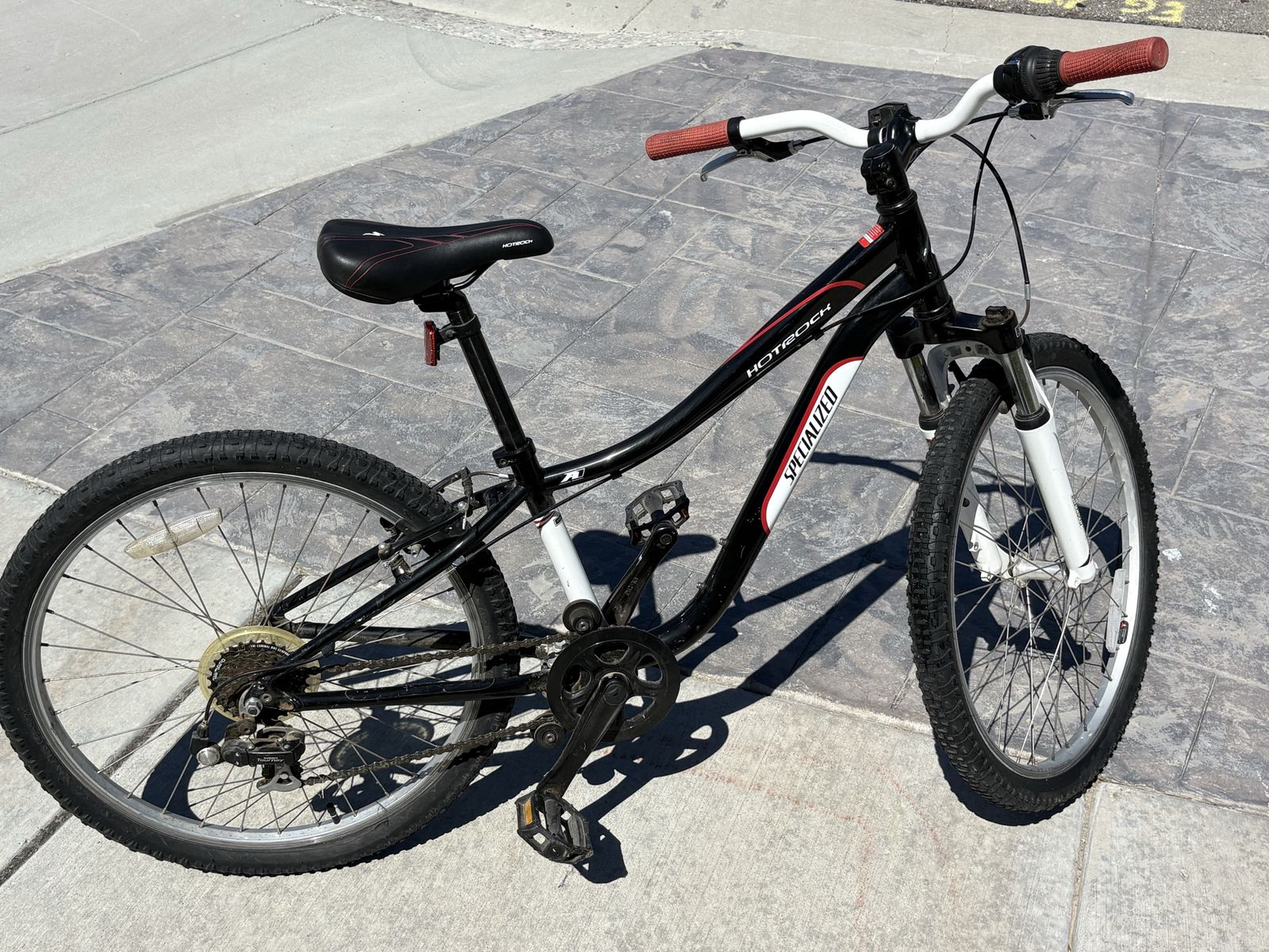 Specialized Hotrock 24-inch Kids Mountain Bike - Black/White with Red Accents