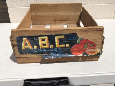 Vintage A.B.C. Tomatoes Wooden Produce Crate with Original Label