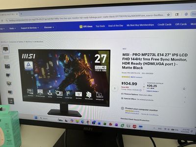 MSI 27-inch IPS FHD 1080p Monitor 144 Hz 1 Ms AMD Sync