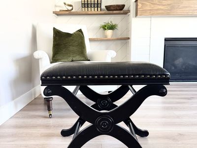 Beautiful | Traditional Style | Bench | Footstool | Ottoman | Black | Curved Legs