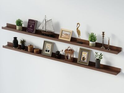 SAUMONIERES 2pc 72in Ledge Shelf - Walnut Wood