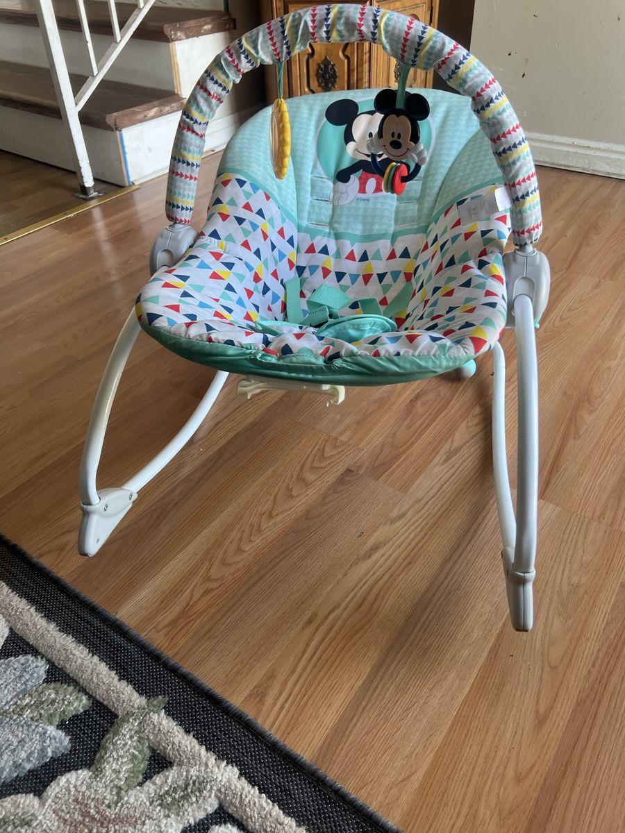 Disney Mickey Mouse Baby Bouncer and Rocker Seat with Toy Bar