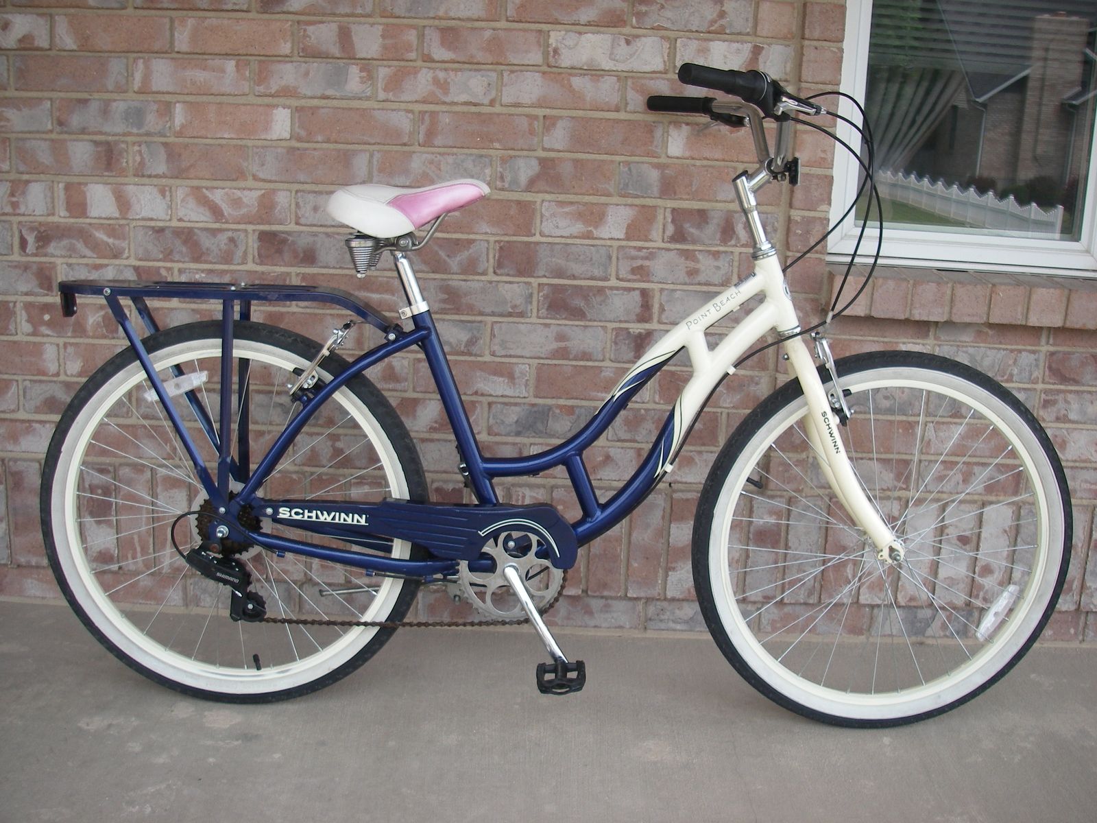 Womens / Girls 26" ALUMINUM Schwinn POINT BEACH Retro Beach Cruiser Bike, 7-Speed, Blue, 26 Inch