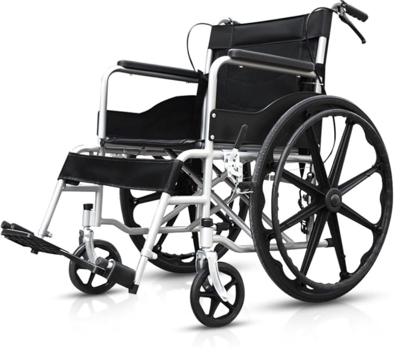 Lightweight Folding Comfortable Wheelchair with Away Footrest-Hand Brakes