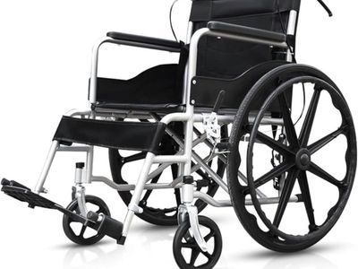 Lightweight Folding Comfortable Wheelchair with Away Footrest-Hand Brakes