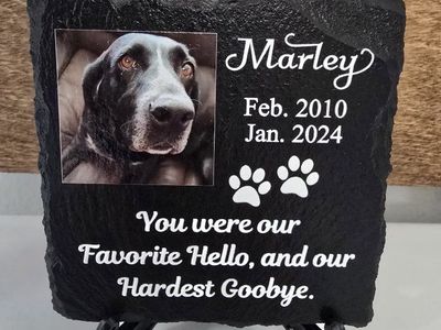 Custom Pet Memorial Stone Slate Plaque - Personalized Dog Cat Sympathy UV Printed Keepsake