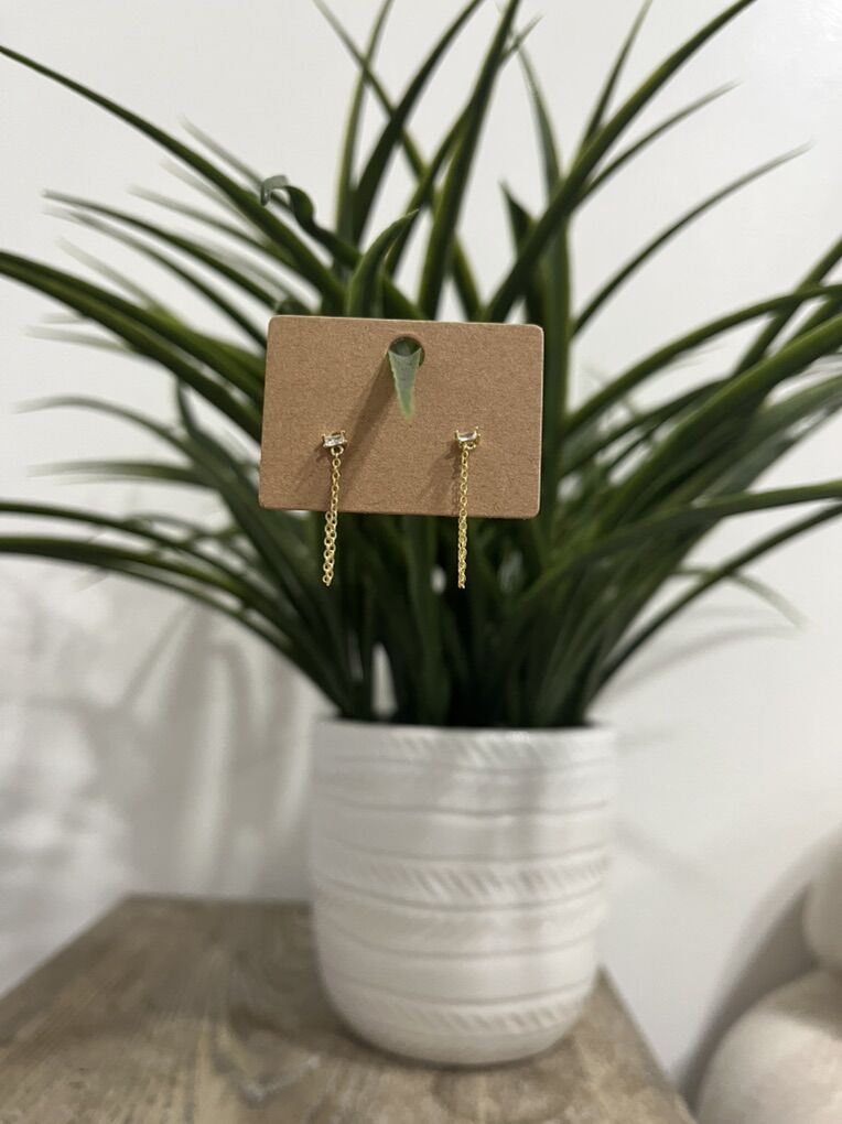 18k Gold Plated Sterling Silver CZ dangle earrings