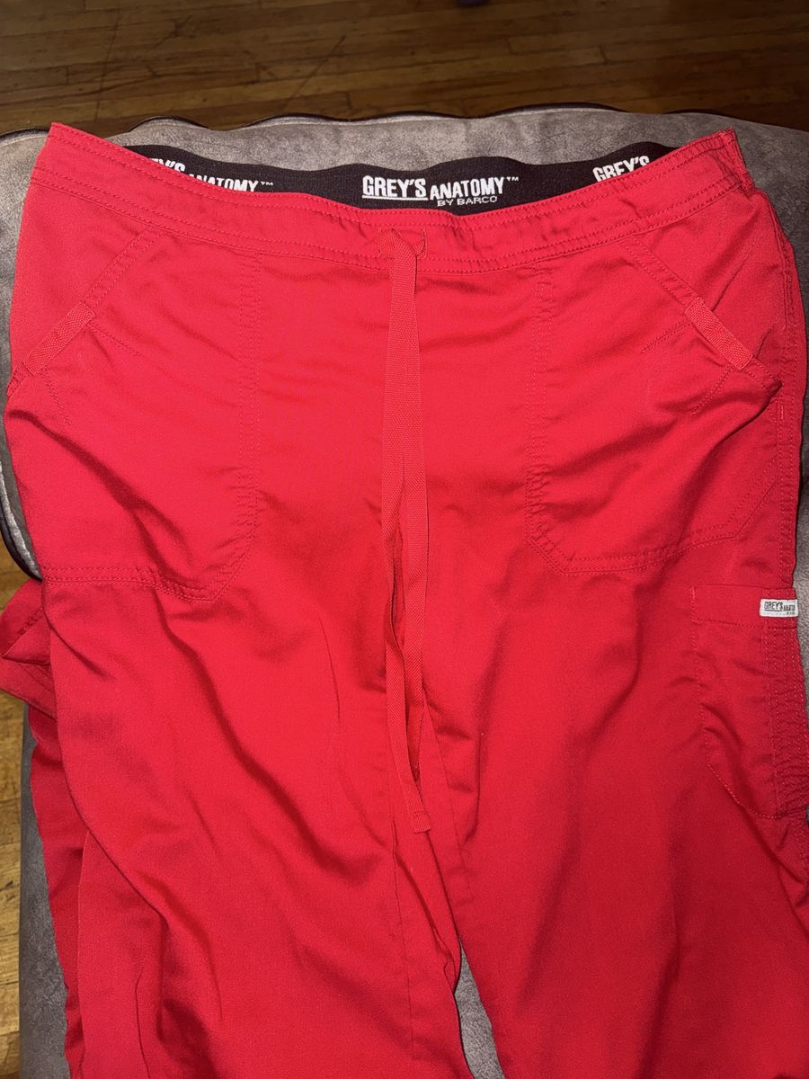 Grey's Anatomy by Barco Women's Red Drawstring Scrub Pants - Size Medium