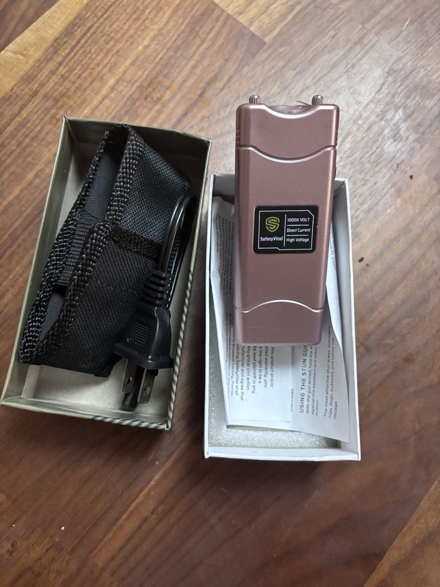 SafetyVital 1000K Volt Stun Gun in Rose Gold with Holster and Charger