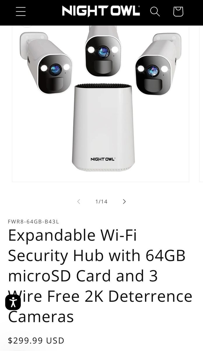 Night Owl Wi-Fi Security System: 64GB Hub, 3 Wire-Free 2K Deterrence Cameras