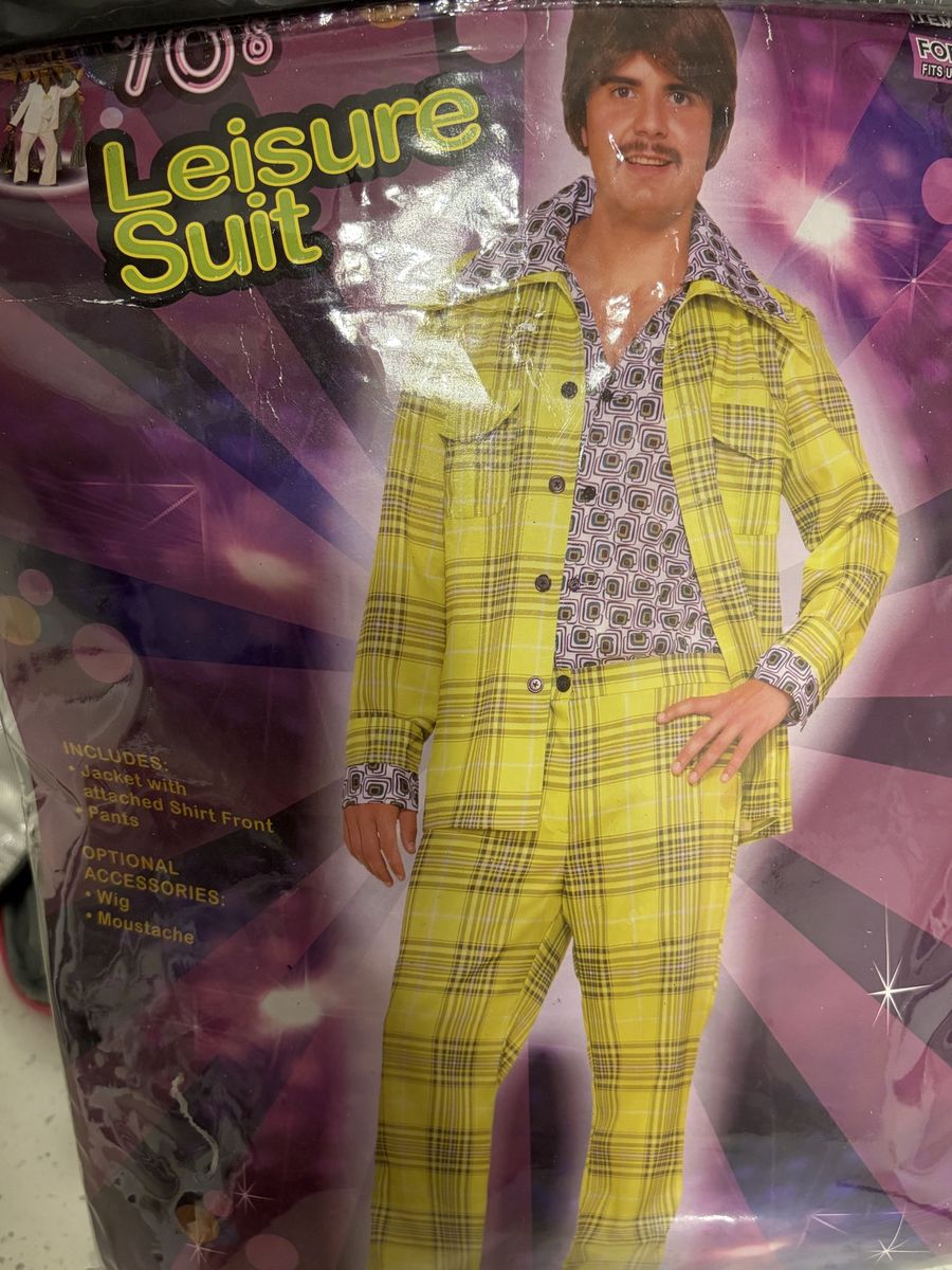 70s Leisure Suit Costume Yellow Plaid Jacket and Pants