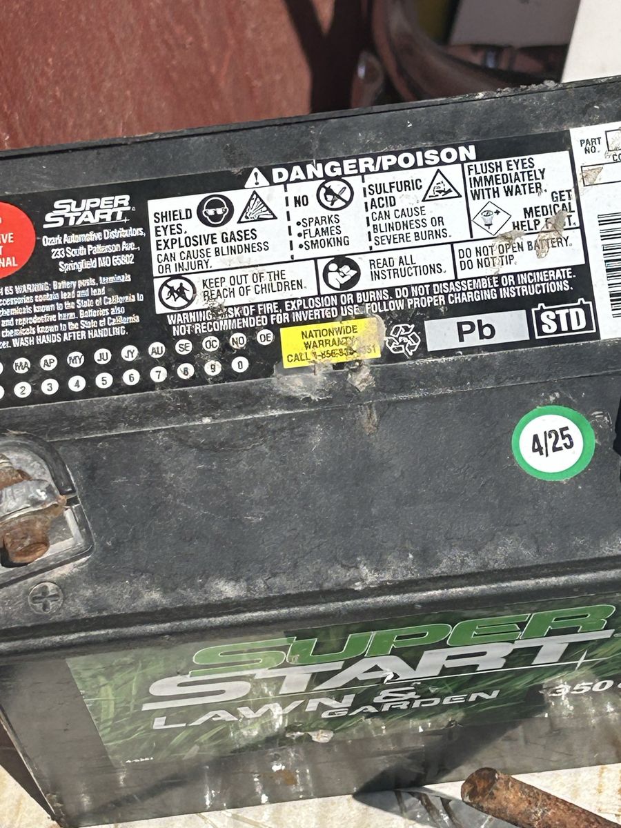 Super Start Lawn & Garden 12V Battery 350 CCA