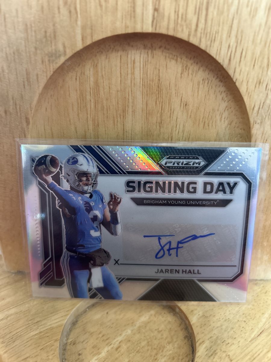 2023 Jaren Hall Prizm BYU COUGARS Rookie Autograph Hand Signed Certified Autograph Football Card Auto