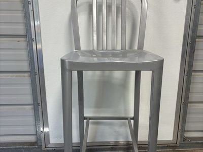 Set of 2 30" Metal Bar Stools - Silver, Slatted Back