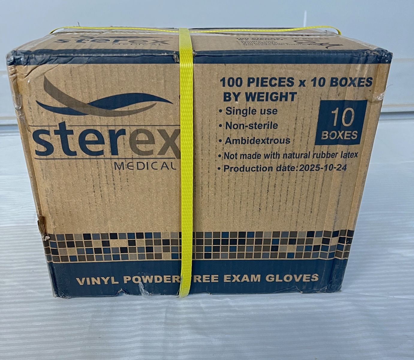 Sterex Vinyl Powder Free Exam Disposable Gloves Medium (Case of 10 Boxes, 100 count per Box)