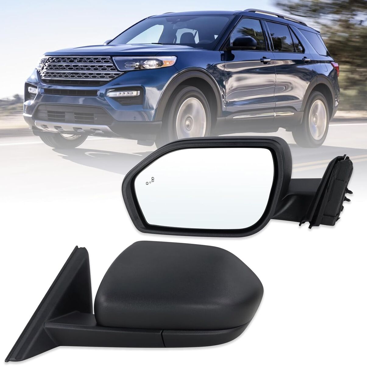2020-2025 Ford Explorer w/ Manual Folding Power Glass Heated Blind Spot Left-Drivers Side Mirror