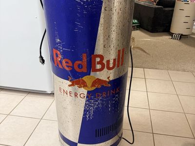 Red Bull Energy Drink Mini Fridge Cooler Refrigerator on Casters - Promotional, Used