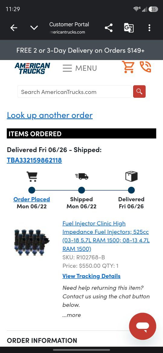 Fuel Injector Clinic R102768-B High Impedance 525cc Fuel Injectors for 03-18 RAM 1500