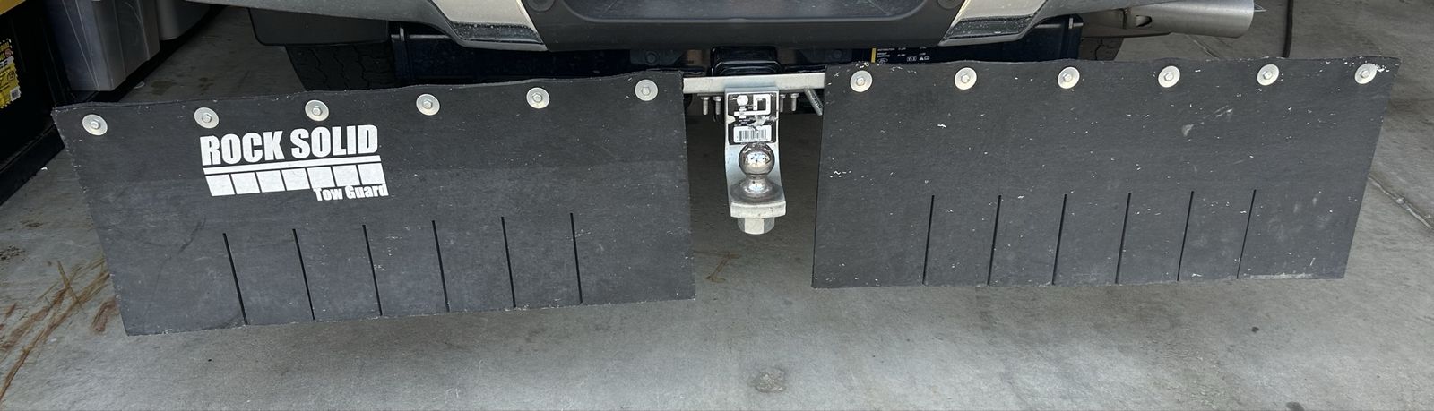 Rock Solid Tow Guard Heavy Duty Hitch Mounted Mud Flaps Shield.   Hitch not included. 