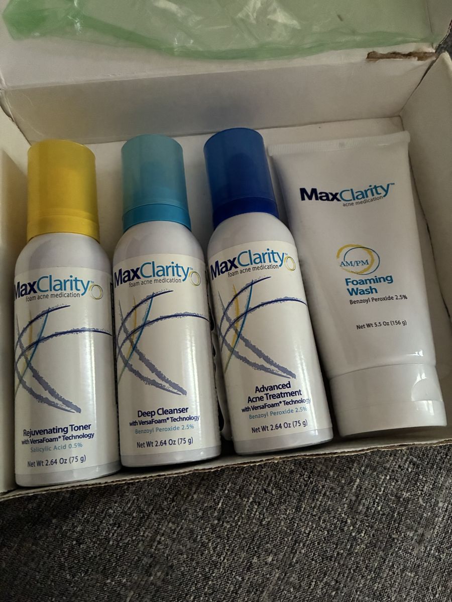MaxClarity Acne Medication 4-Piece Skincare Set - Cleanser, Toner & Wash