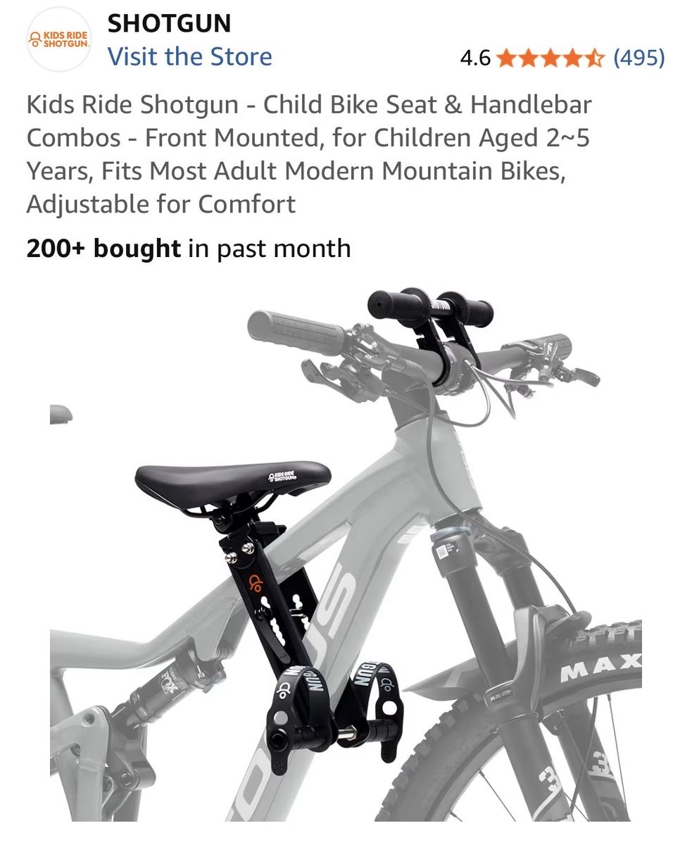 Kids ride shotgun child bike seat