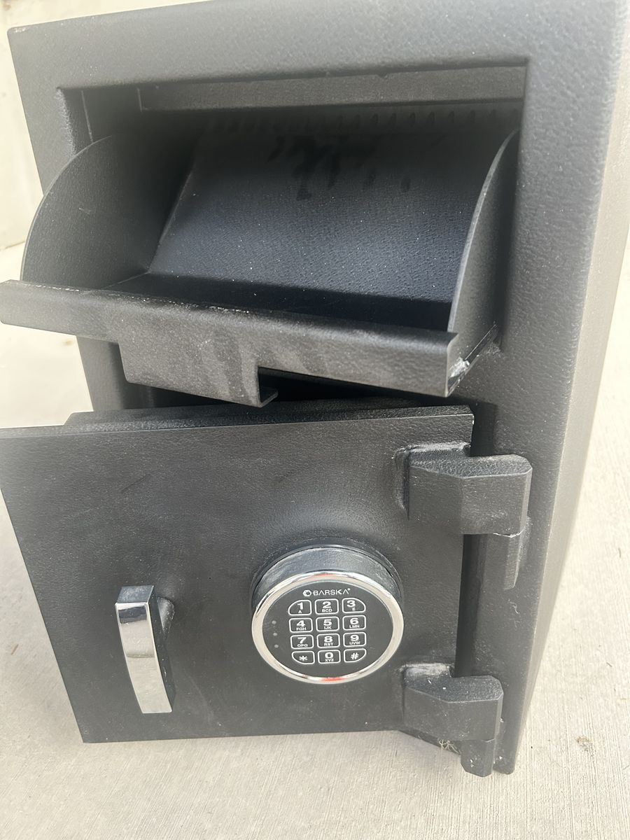 Used BARSKA metal compartment drop Safe