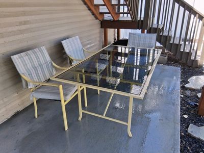 Glass Outdoor Table with 3 Chairs