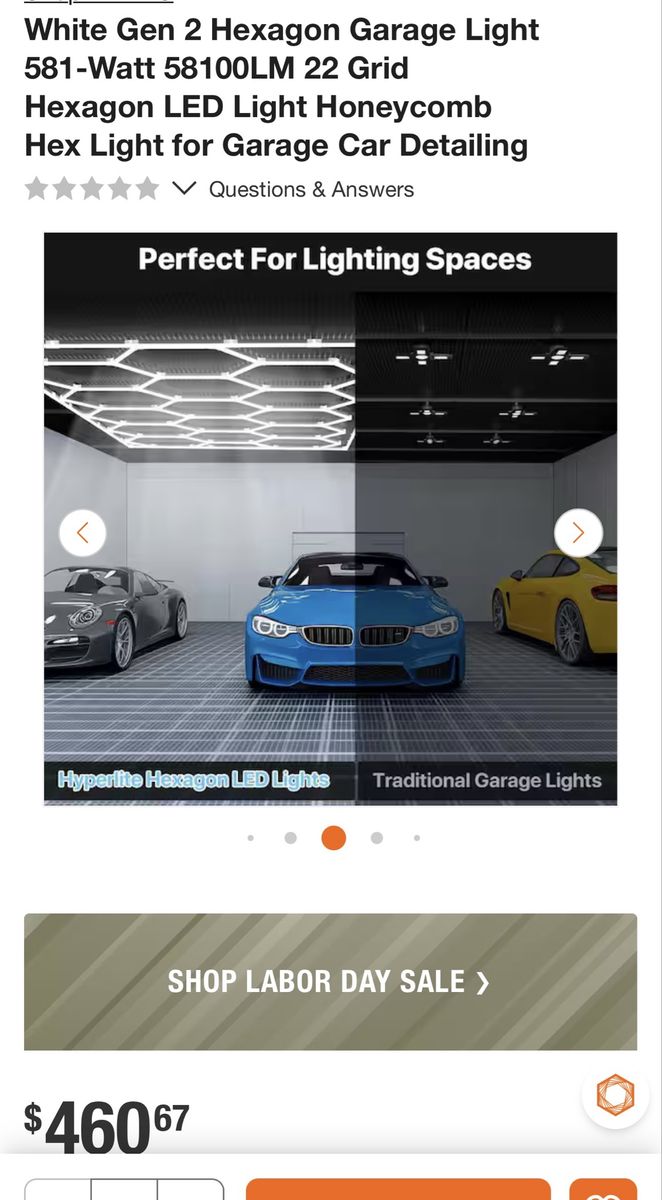 White Gen 2 Hexagon Garage Light 581W 58100LM 22 Grid Honeycomb LED