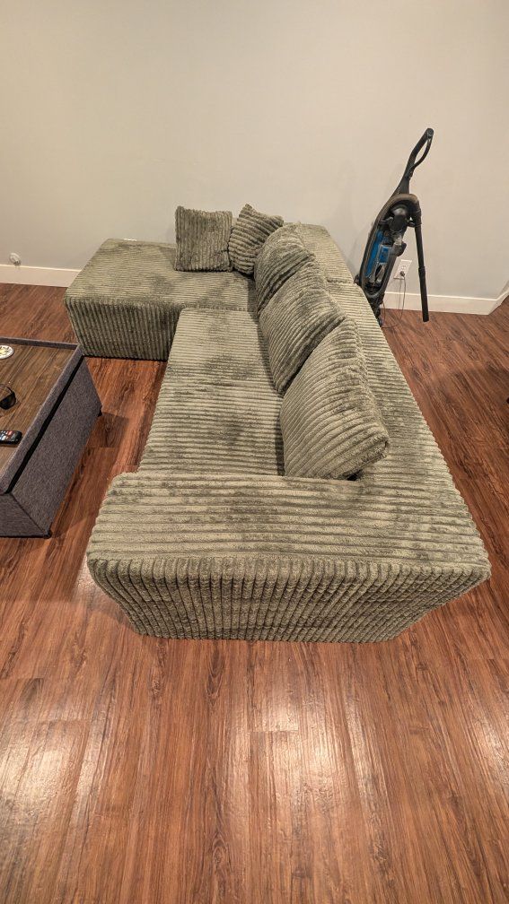 Boneless Sectional Couch - Green/Grey, Chaise