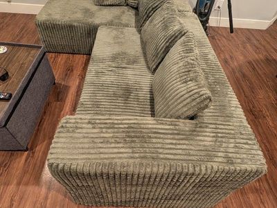 Boneless Sectional Couch - Green/Grey, Chaise
