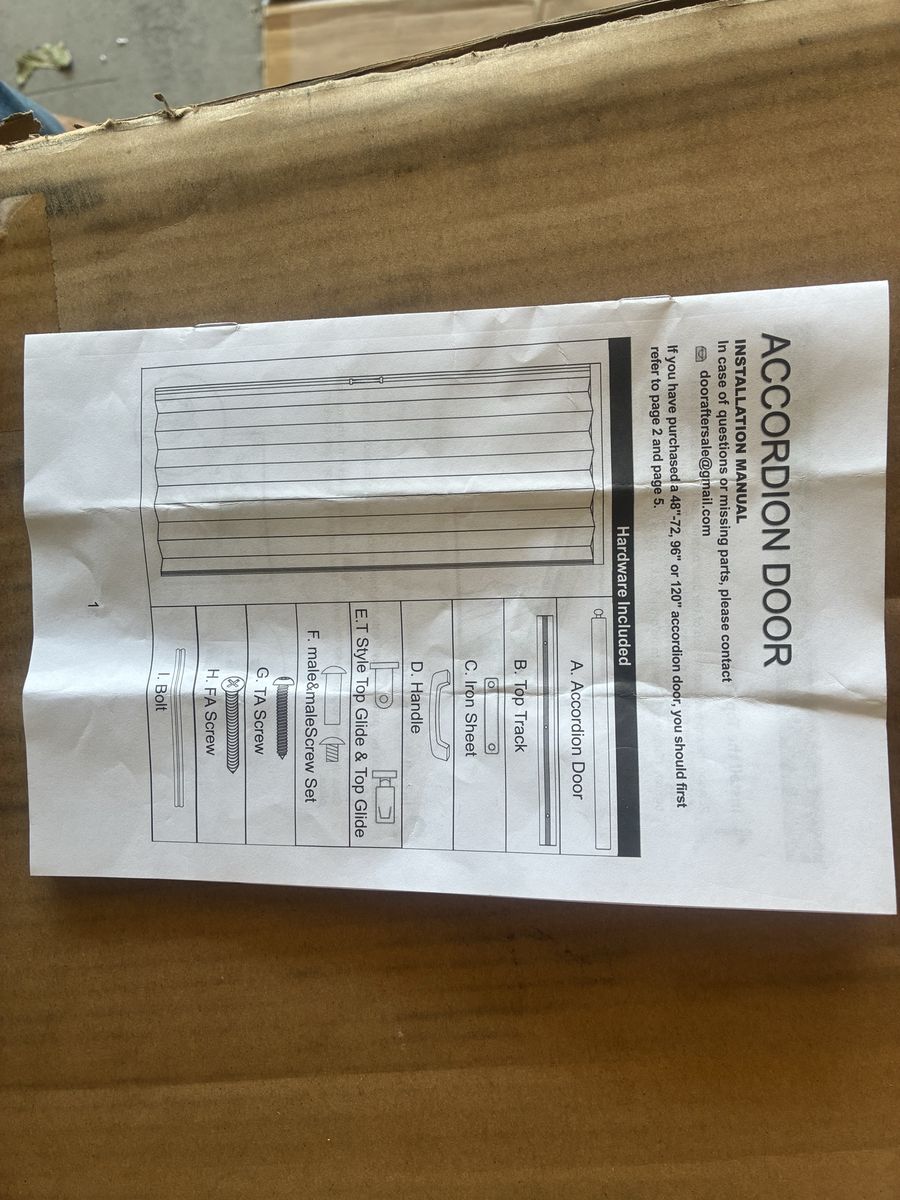 White and a black one Accordion Folding Door Kit with Installation Hardware