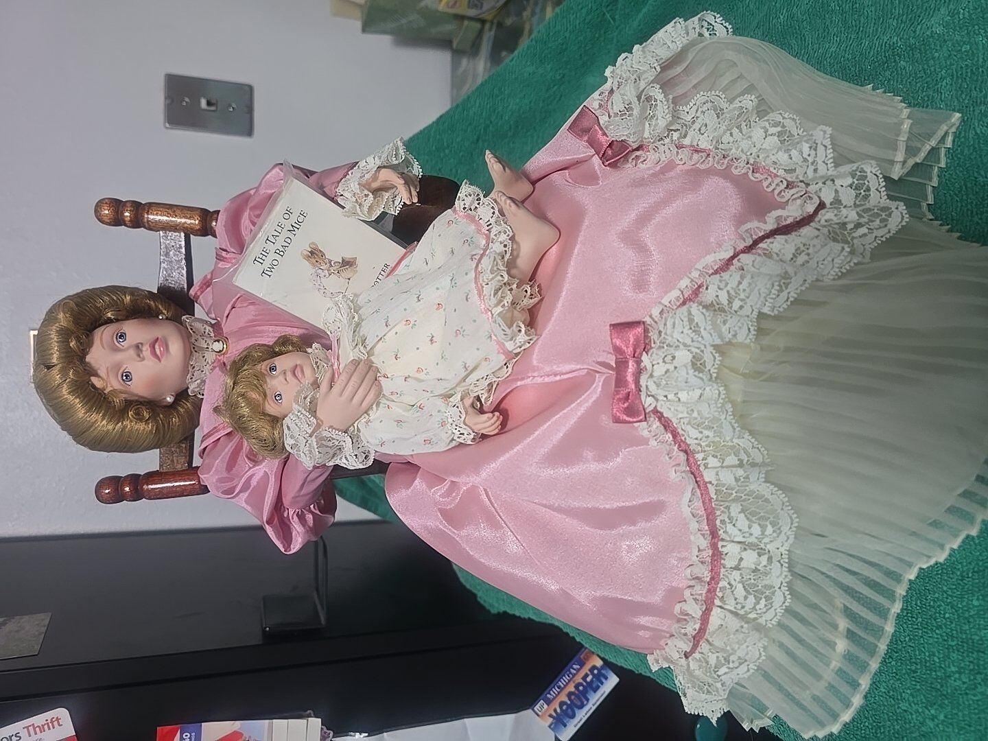 Porcelain Dolls with Chair