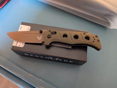 Benchmade 273FE-2 Mini Adamas Tactical Folding Knife - CPM-CruWear, OD Green G10
