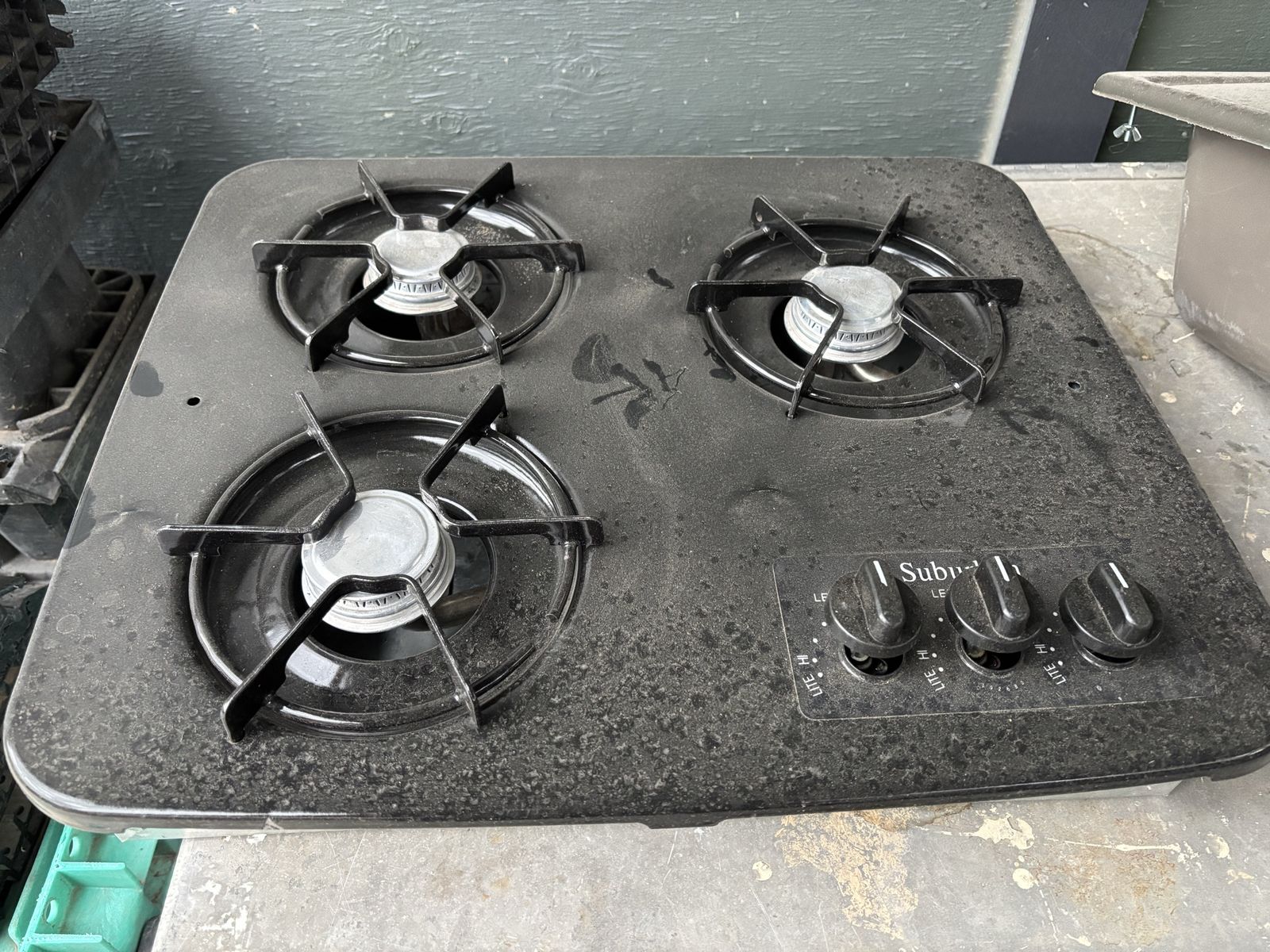 Suburban 3-Burner Drop-In Cooktop Black RV Gas Stove Range