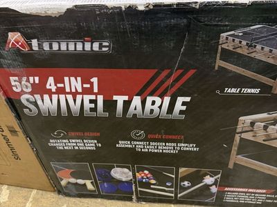Atomic 56" 4-in-1 Swivel Game Table - Pool, Air Hockey, Foosball, Table Tennis