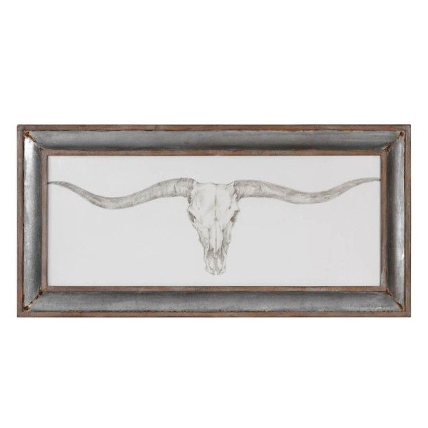 Western Skull Artwork, 71x34 inch, Wood Trim & Galvanized Frame--Uttermost