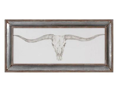 Western Skull Artwork, 71x34 inch, Wood Trim & Galvanized Frame--Uttermost