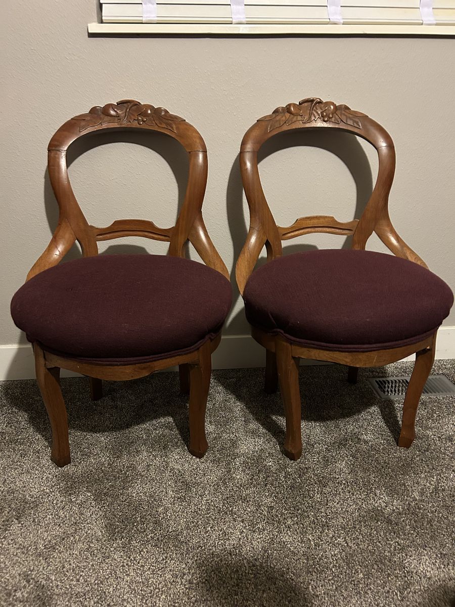 Two Antique Walnut Chairs