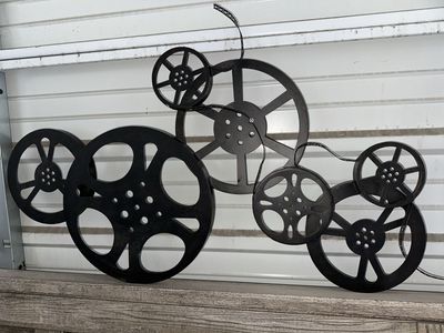 Large Cinema Theater Movie Reels Home Wall Art Plaque Room Film Vintage Style
