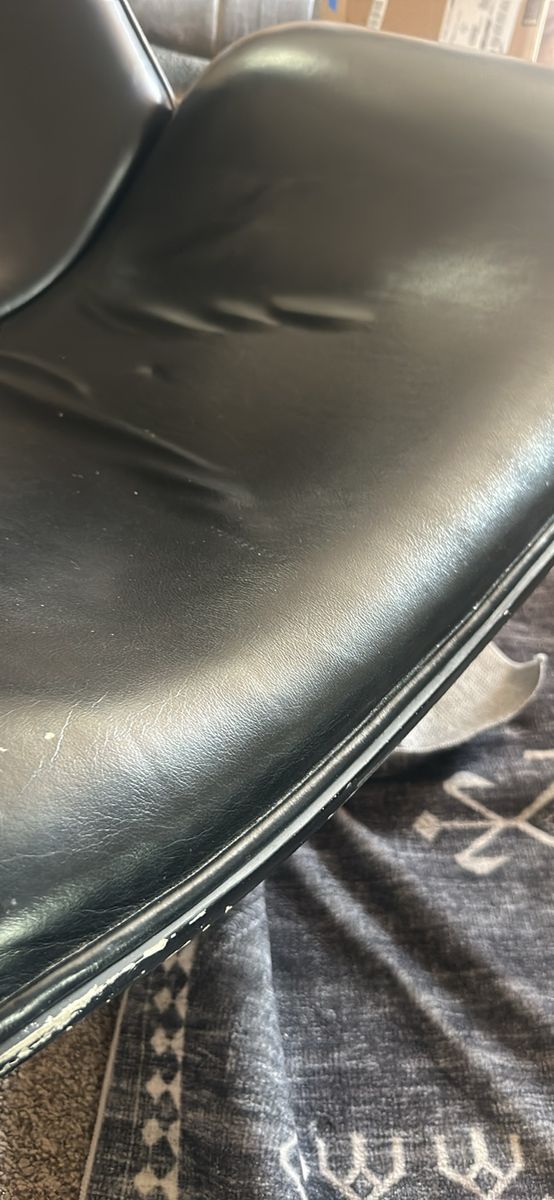 Black Leatherette Mid-Century Modern Dining Chair with Sculpted Seat
