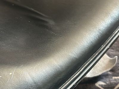 Black Leatherette Mid-Century Modern Dining Chair with Sculpted Seat