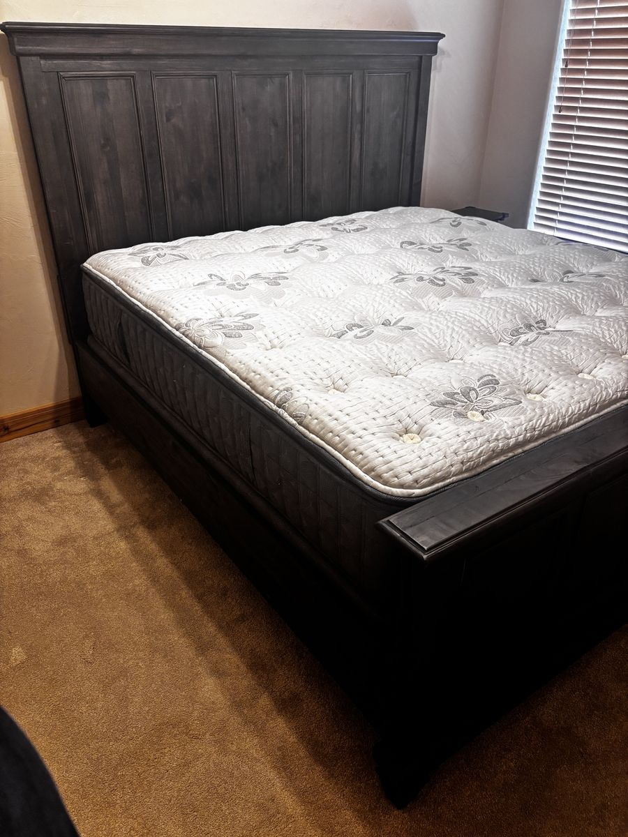Magnussen King Bed Frame and Night Stand