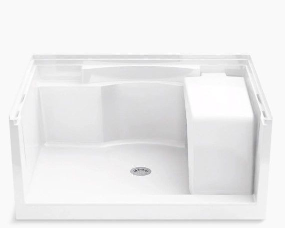 Sterling Accord 48" x 36" Vikrell Shower Pan with Drain Center and Removable Seat