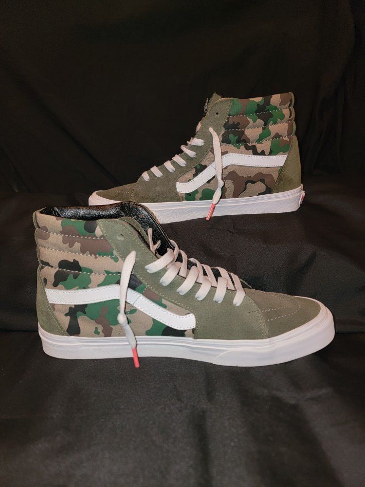 Vans Sk8-Hi Camo Green Suede High Top Sneakers Size 10.5m/12w