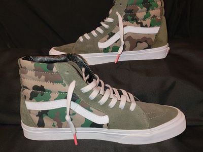 Vans Sk8-Hi Camo Green Suede High Top Sneakers Size 10.5m/12w