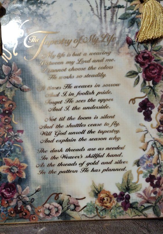 Bradford Exchange "Tapestry of My Life" Janene Grende 2002 Decorative Wall Plate, Fabric of Life
