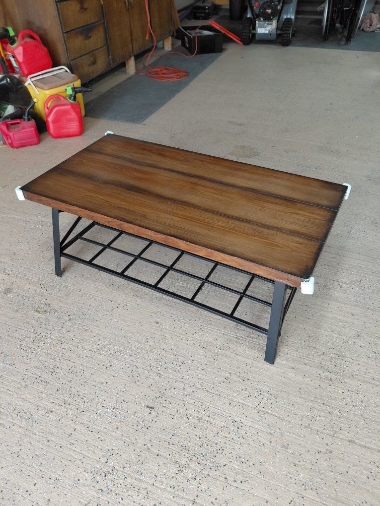 Modern Wood & Metal Coffee Table with Storage Shelf - Versatile Living Room Furniture